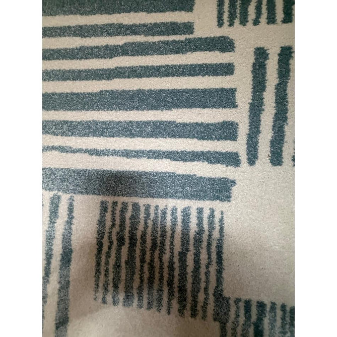 Catherine Lansfield Blocks Modern Geometric Durable Easy-Care Carved High Density Polyproplyene Blue/Cream Rug