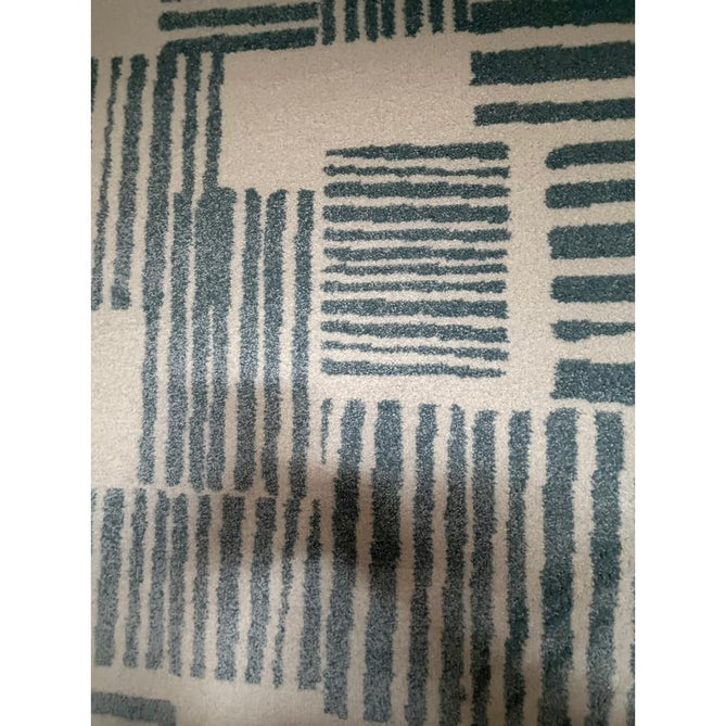 Catherine Lansfield Blocks Modern Geometric Durable Easy-Care Carved High Density Polyproplyene Blue/Cream Rug
