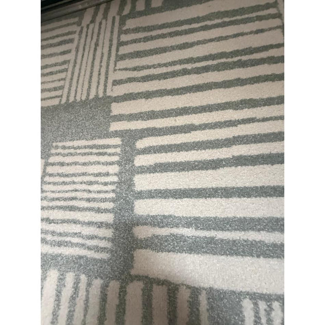 Catherine Lansfield Blocks Modern Geometric Durable Easy-Care Carved High Density Polyproplyene Light Sage Green/Cream Rug