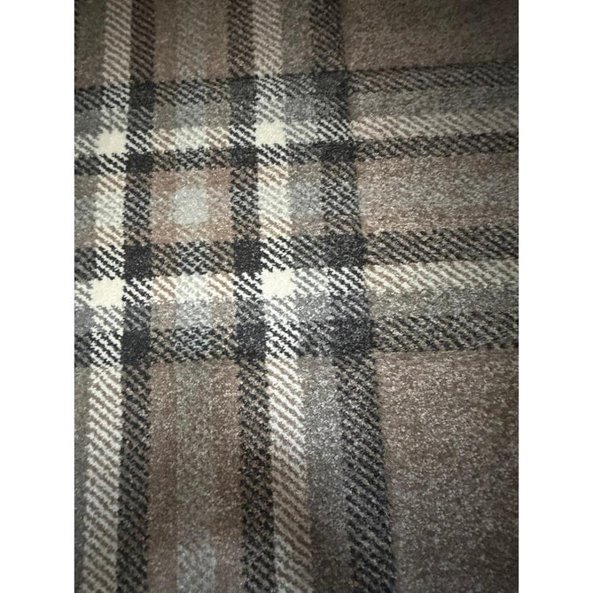 Catherine Lansfield Kelso Check Modern Geometric Tartan Durable Easy-Care Carved High Density Polyproplyene Warm Beige Rug
