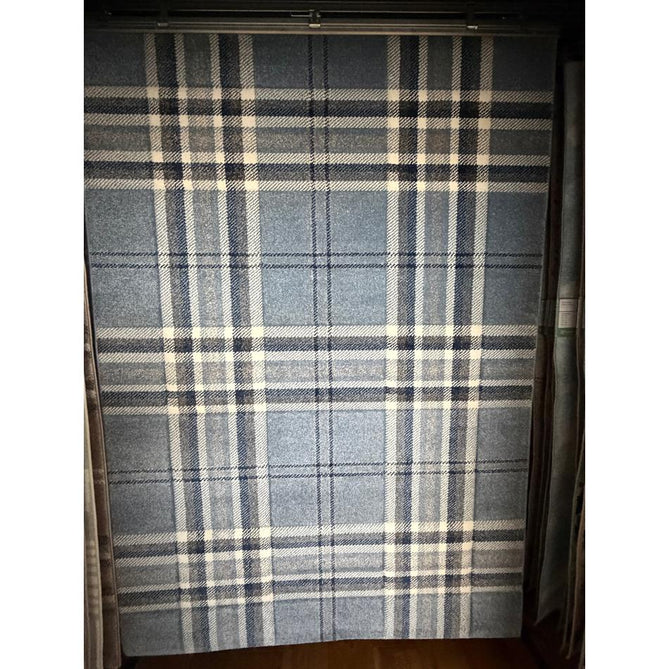 Catherine Lansfield Kelso Check Modern Geometric Tartan Durable Easy-Care Carved High Density Polyproplyene Blue Rug