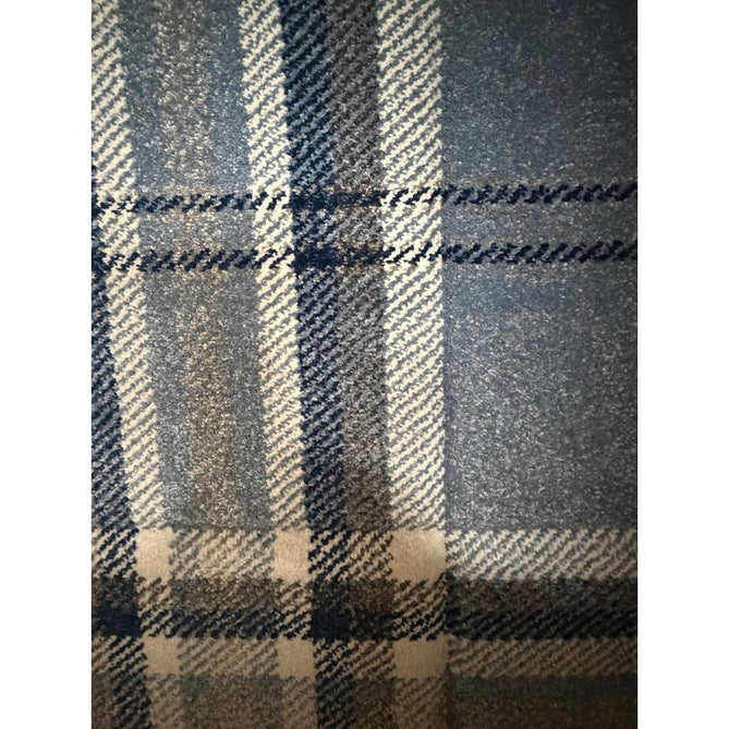 Catherine Lansfield Kelso Check Modern Geometric Tartan Durable Easy-Care Carved High Density Polyproplyene Blue Rug