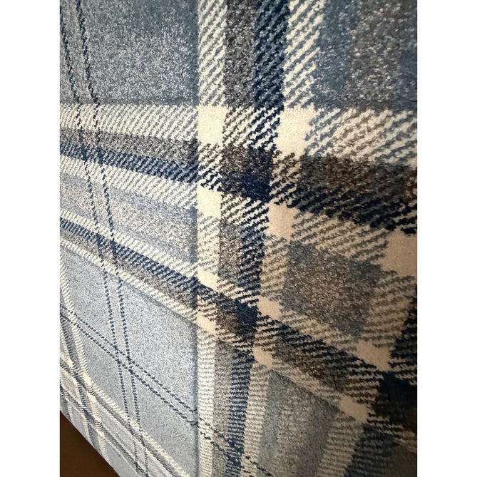 Catherine Lansfield Kelso Check Modern Geometric Tartan Durable Easy-Care Carved High Density Polyproplyene Blue Rug