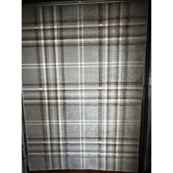 Catherine Lansfield Kelso Check Modern Geometric Tartan Durable Easy-Care Carved High Density Polyproplyene Grey Rug