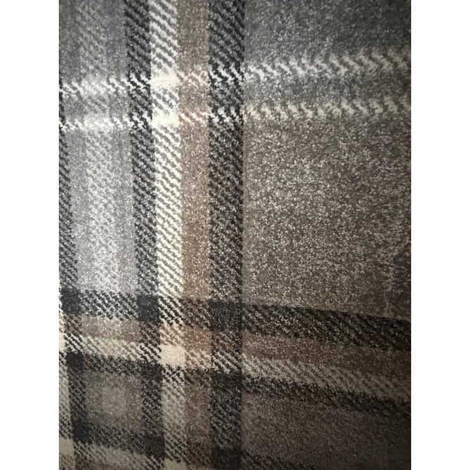 Catherine Lansfield Kelso Check Modern Geometric Tartan Durable Easy-Care Carved High Density Polyproplyene Grey Rug