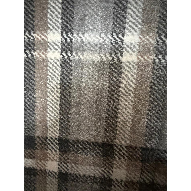Catherine Lansfield Kelso Check Modern Geometric Tartan Durable Easy-Care Carved High Density Polyproplyene Grey Rug