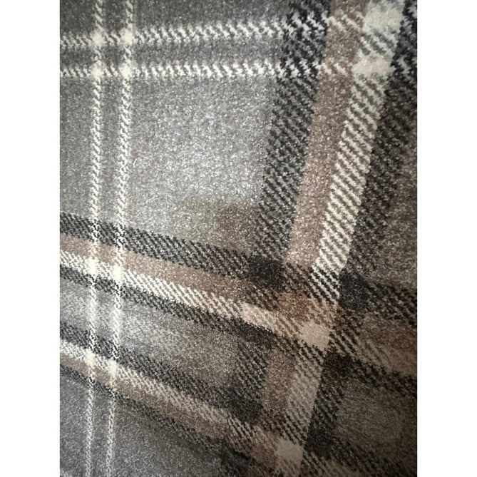 Catherine Lansfield Kelso Check Modern Geometric Tartan Durable Easy-Care Carved High Density Polyproplyene Grey Rug