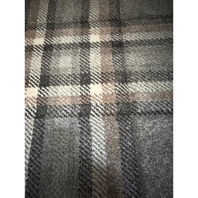 Catherine Lansfield Kelso Check Modern Geometric Tartan Durable Easy-Care Carved High Density Polyproplyene Grey Rug