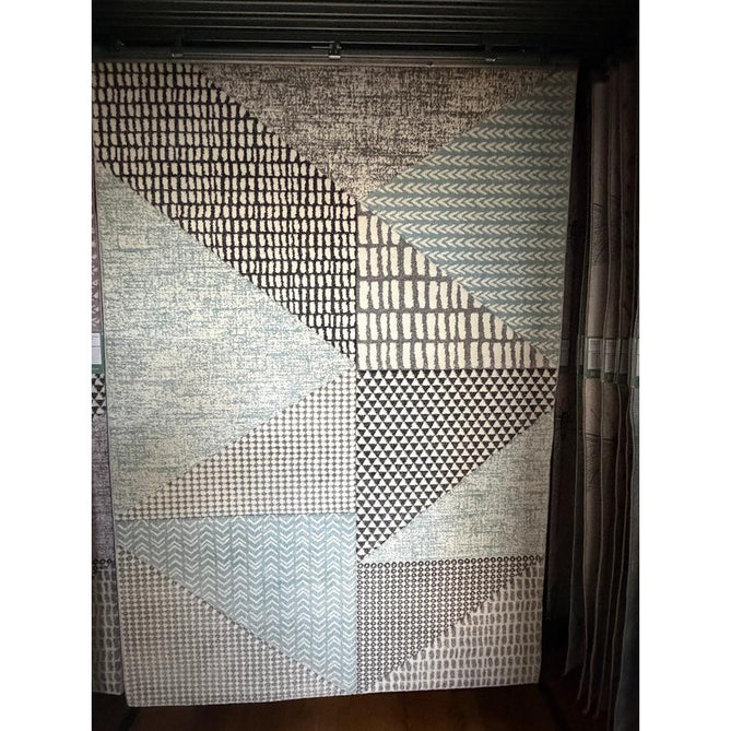 Catherine Lansfield Larsson Geo Modern Abstract Durable Easy-Care Carved High Density Polyproplyene Blue/Grey Rug