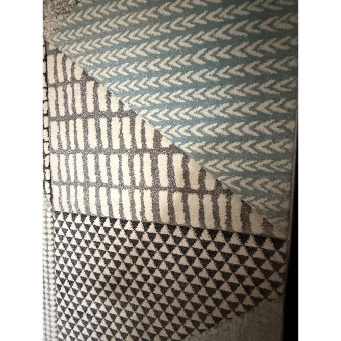 Catherine Lansfield Larsson Geo Modern Abstract Durable Easy-Care Carved High Density Polyproplyene Blue/Grey Rug