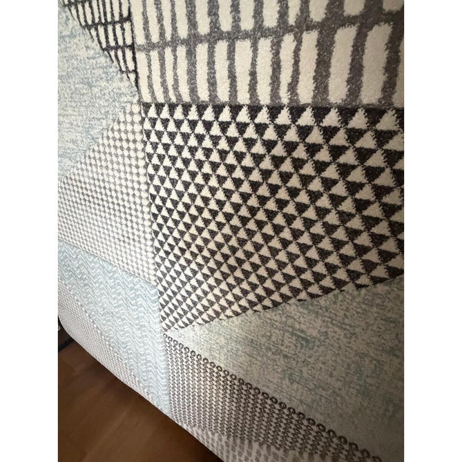 Catherine Lansfield Larsson Geo Modern Abstract Durable Easy-Care Carved High Density Polyproplyene Blue/Grey Rug