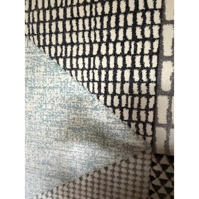Catherine Lansfield Larsson Geo Modern Abstract Durable Easy-Care Carved High Density Polyproplyene Blue/Grey Rug