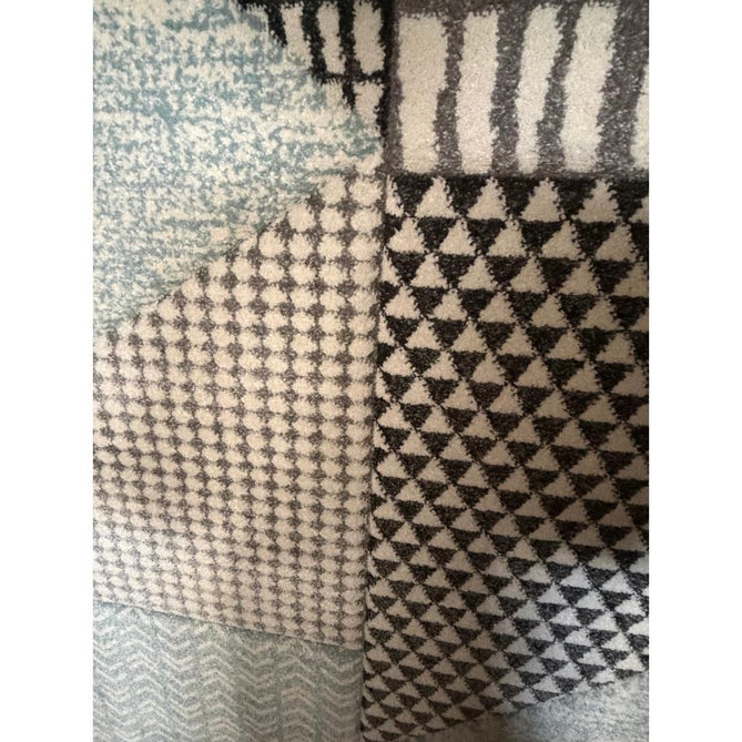 Catherine Lansfield Larsson Geo Modern Abstract Durable Easy-Care Carved High Density Polyproplyene Blue/Grey Rug
