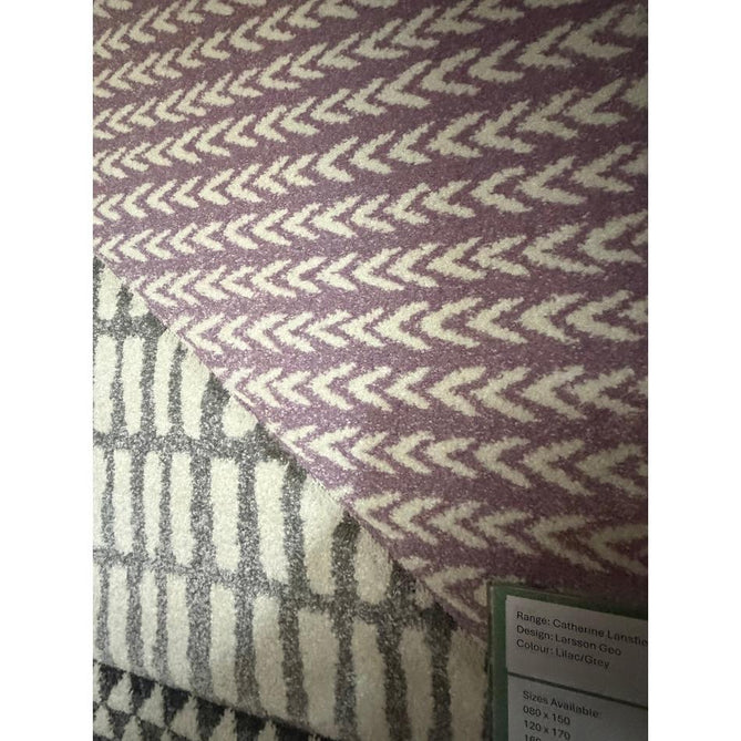 Catherine Lansfield Larsson Geo Modern Abstract Durable Easy-Care Carved High Density Polyproplyene Lilac/Grey Rug