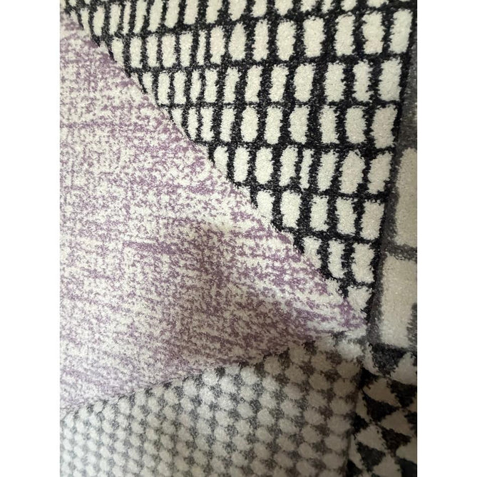 Catherine Lansfield Larsson Geo Modern Abstract Durable Easy-Care Carved High Density Polyproplyene Lilac/Grey Rug