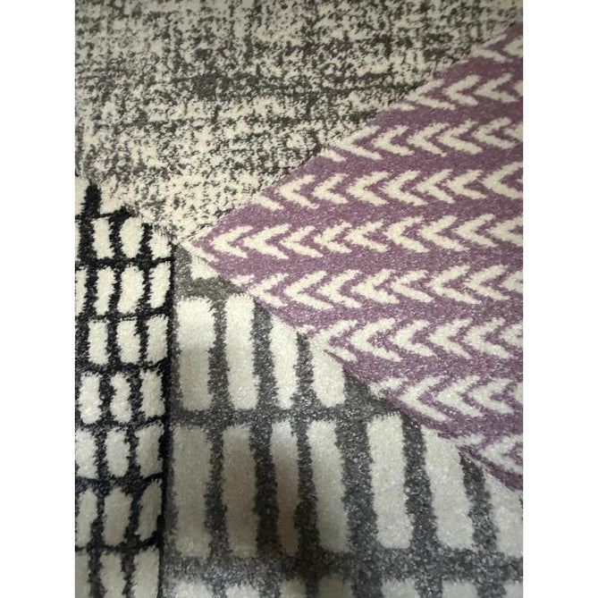 Catherine Lansfield Larsson Geo Modern Abstract Durable Easy-Care Carved High Density Polyproplyene Lilac/Grey Rug