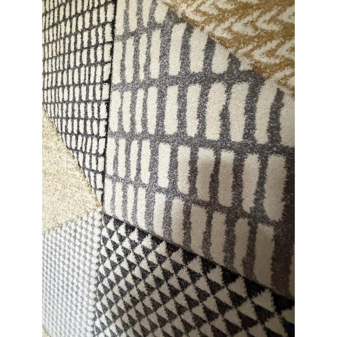 Catherine Lansfield Larsson Geo Modern Abstract Durable Easy-Care Carved High Density Polyproplyene Ochre/Grey Rug