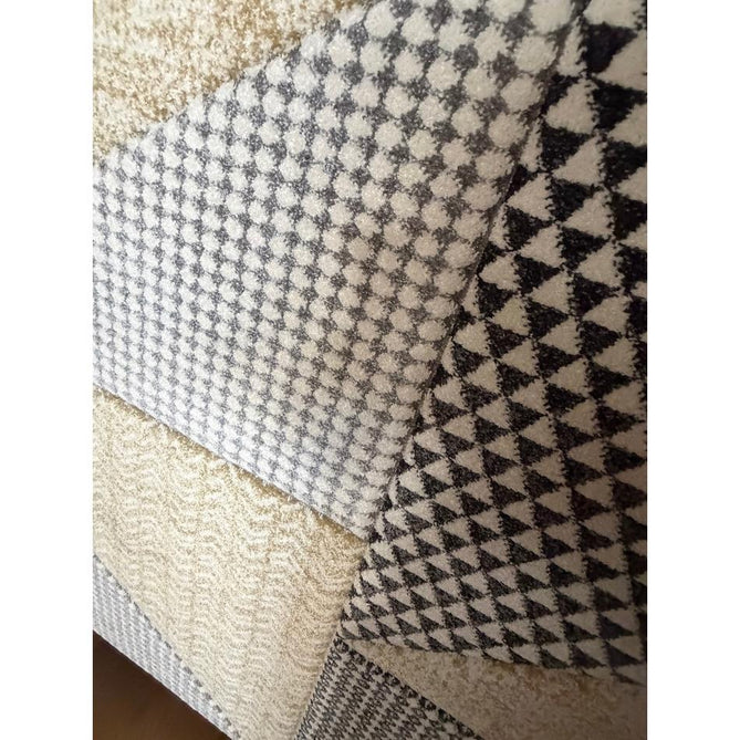 Catherine Lansfield Larsson Geo Modern Abstract Durable Easy-Care Carved High Density Polyproplyene Ochre/Grey Rug