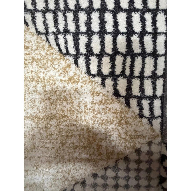 Catherine Lansfield Larsson Geo Modern Abstract Durable Easy-Care Carved High Density Polyproplyene Ochre/Grey Rug