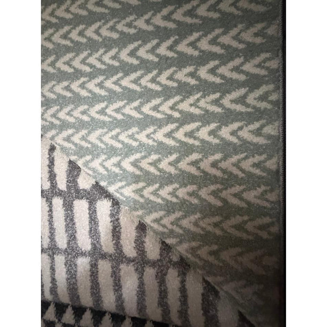 Catherine Lansfield Larsson Geo Modern Abstract Durable Easy-Care Carved High Density Polyproplyene Light Sage Green/Grey Rug