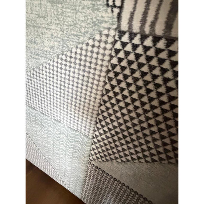 Catherine Lansfield Larsson Geo Modern Abstract Durable Easy-Care Carved High Density Polyproplyene Light Sage Green/Grey Rug