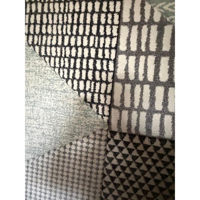 Catherine Lansfield Larsson Geo Modern Abstract Durable Easy-Care Carved High Density Polyproplyene Light Sage Green/Grey Rug