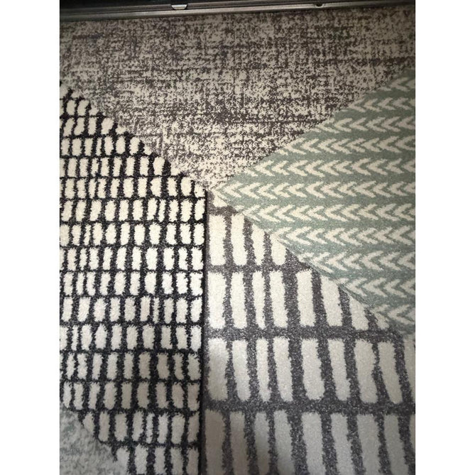 Catherine Lansfield Larsson Geo Modern Abstract Durable Easy-Care Carved High Density Polyproplyene Light Sage Green/Grey Rug