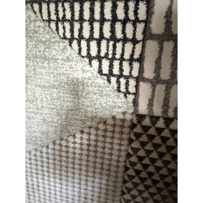 Catherine Lansfield Larsson Geo Modern Abstract Durable Easy-Care Carved High Density Polyproplyene Light Sage Green/Grey Rug