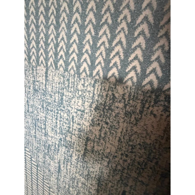 Catherine Lansfield Larsson Modern Abstract Durable Easy-Care Carved High Density Polyproplyene Blue/Cream Rug