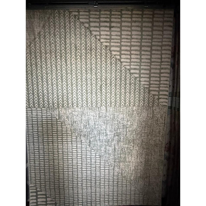 Catherine Lansfield Larsson Modern Abstract Durable Easy-Care Carved High Density Polyproplyene Light Sage Green/Cream Rug