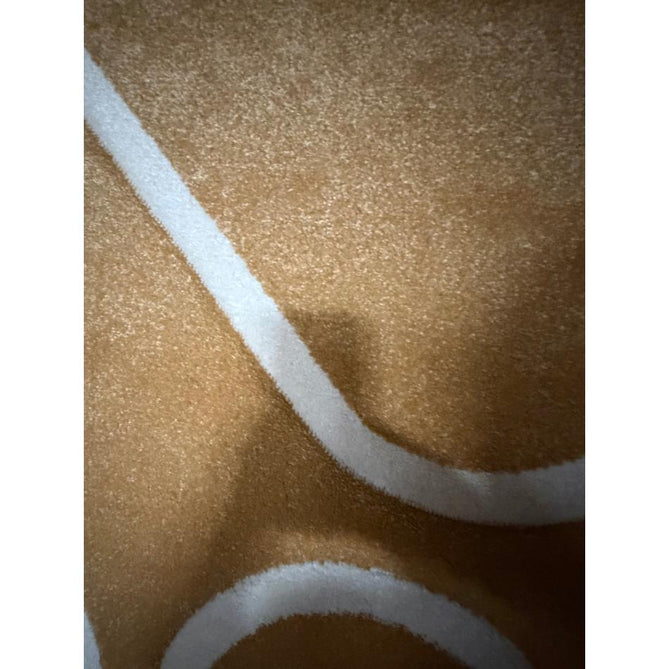 Catherine Lansfield Linear Curve Modern Geometric Durable Easy-Care Carved High Density Polyproplyene Ochre/Cream Rug