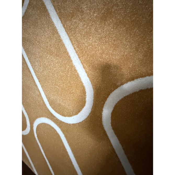 Catherine Lansfield Linear Curve Modern Geometric Durable Easy-Care Carved High Density Polyproplyene Ochre/Cream Rug