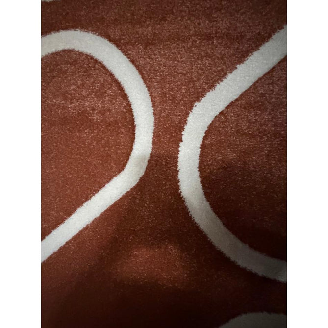 Catherine Lansfield Linear Curve Modern Geometric Durable Easy-Care Carved High Density Polyproplyene Terracotta/Cream Rug