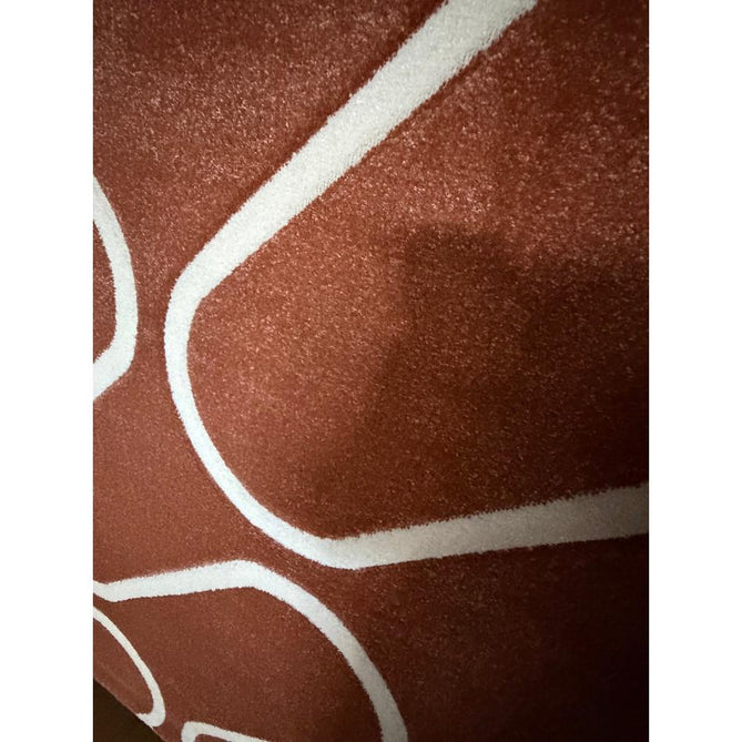 Catherine Lansfield Linear Curve Modern Geometric Durable Easy-Care Carved High Density Polyproplyene Terracotta/Cream Rug