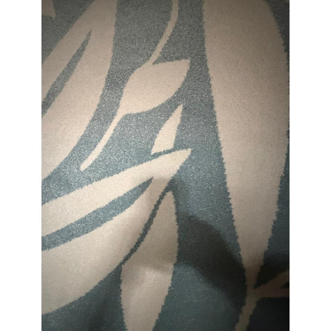 Catherine Lansfield Sorral Leaves Modern Botanical Floral Durable Easy-Care Carved High Density Polyproplyene Blue/Cream Rug