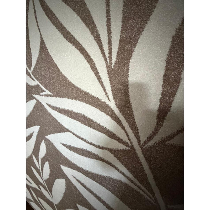 Catherine Lansfield Sorral Leaves Modern Botanical Floral Durable Easy-Care Carved High Density Polyproplyene Natural/Cream Rug