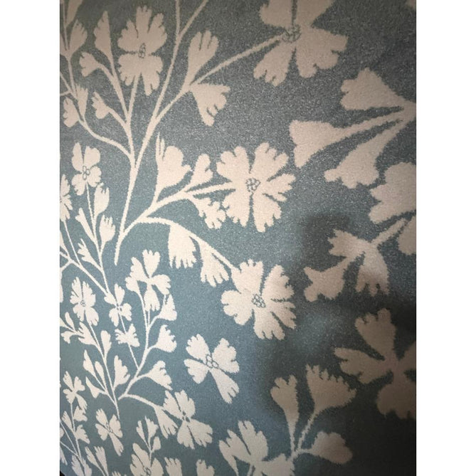 Catherine Lansfield Grace Floral Modern Durable Easy-Care Carved High Density Polyproplyene Blue/Cream Rug