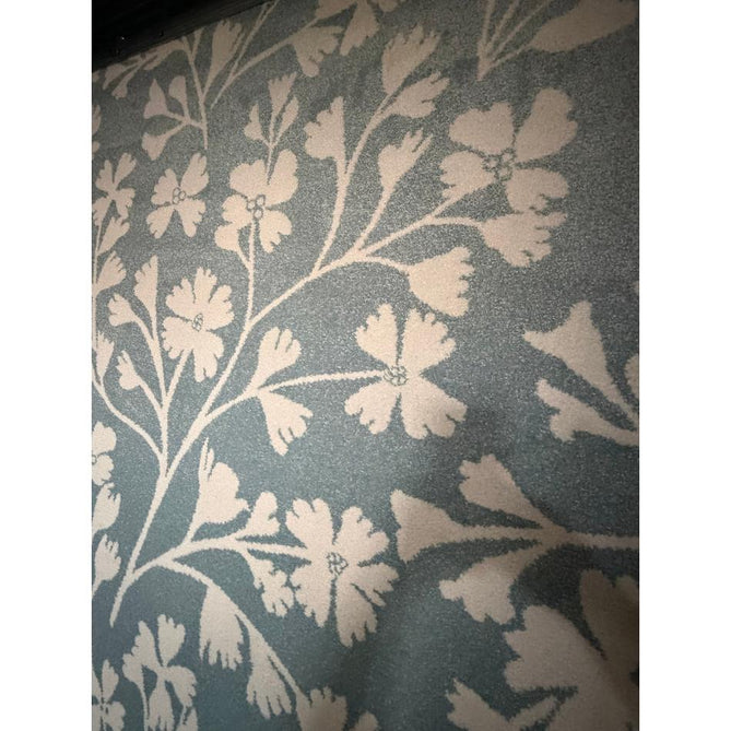 Catherine Lansfield Grace Floral Modern Durable Easy-Care Carved High Density Polyproplyene Blue/Cream Rug