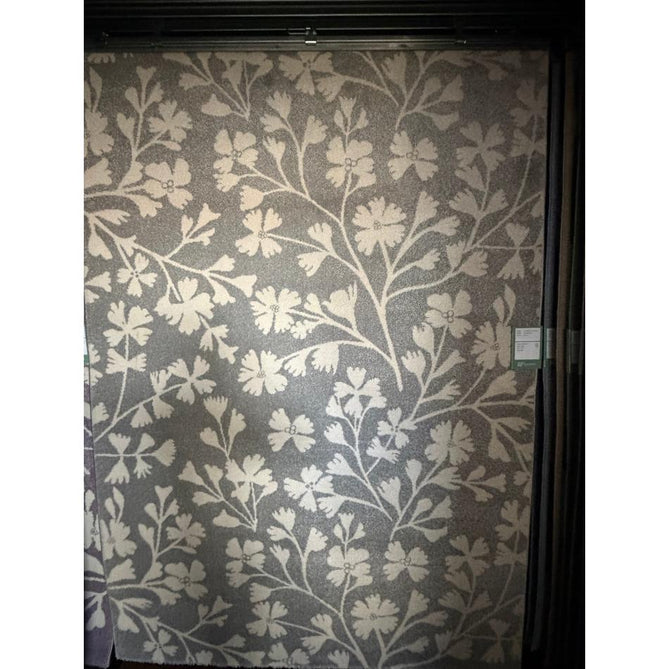 Catherine Lansfield Grace Floral Modern Durable Easy-Care Carved High Density Polyproplyene Grey/Cream Rug