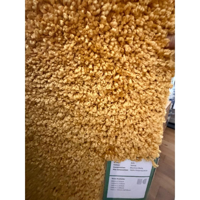 Sierra 9000 Plush Soft High-Density Stain-Resistant Plain Textured Polypropylene Shaggy Yellow Rug