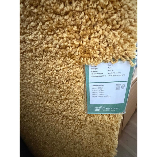 Sierra 9000 Plush Soft High-Density Stain-Resistant Plain Textured Polypropylene Shaggy Yellow Rug