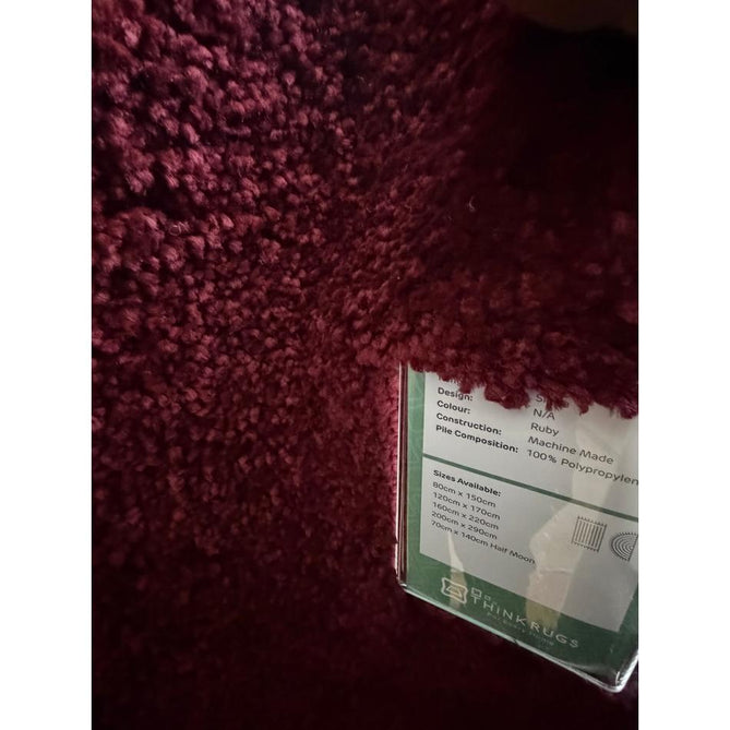 Sierra 9000 Plush Soft High-Density Stain-Resistant Plain Textured Polypropylene Shaggy Ruby Rug