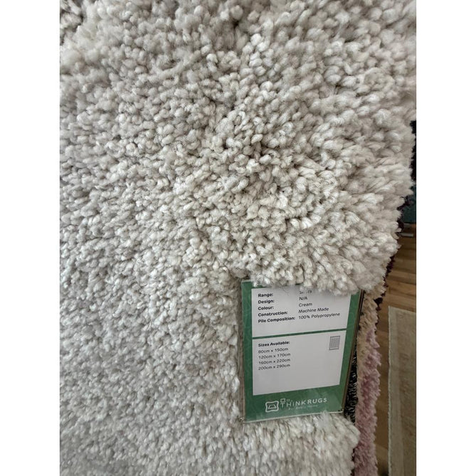 Sierra 9000 Plush Soft High-Density Stain-Resistant Plain Textured Polypropylene Shaggy Cream Rug