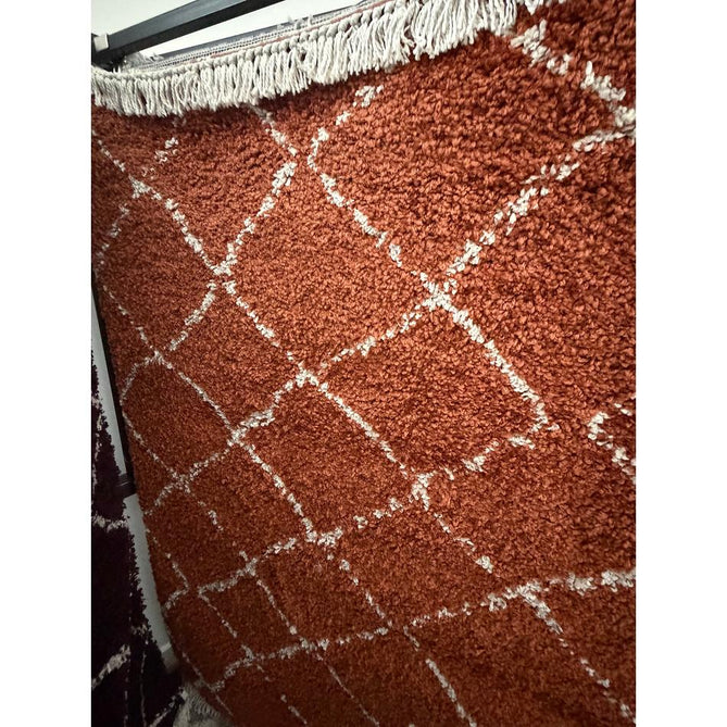 Boho 5413 Modern Moroccan Berber Textured Soft Plush Shaggy Rust Rug