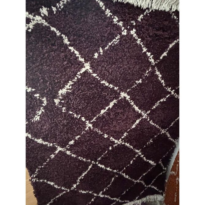 Boho 5413 Modern Moroccan Berber Textured Soft Plush Shaggy Purple Rug