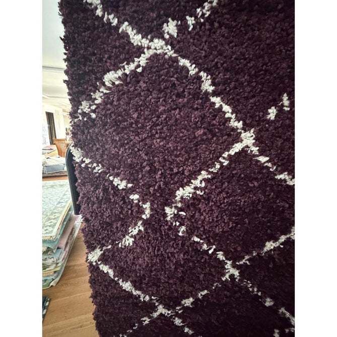 Boho 5413 Modern Moroccan Berber Textured Soft Plush Shaggy Purple Rug