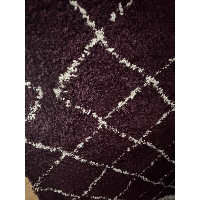 Boho 5413 Modern Moroccan Berber Textured Soft Plush Shaggy Purple Rug