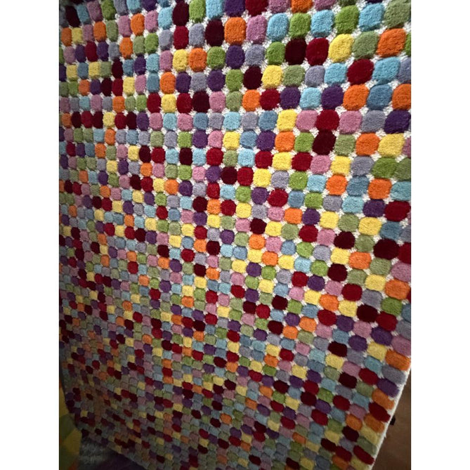 Prism PR429 Modern Geometric Spot Mosaic Hand-Woven Wool Red/Green/Blue/Yellow/Orange/Purple/Multicolour Rug