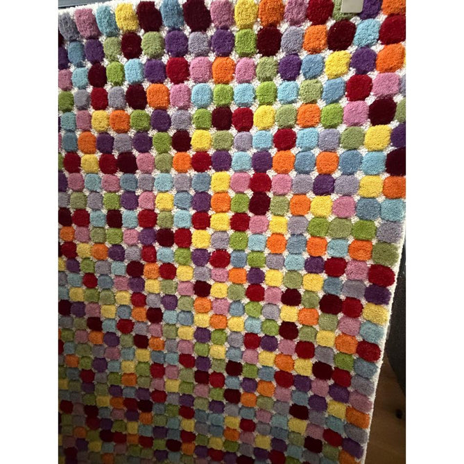 Prism PR429 Modern Geometric Spot Mosaic Hand-Woven Wool Red/Green/Blue/Yellow/Orange/Purple/Multicolour Rug