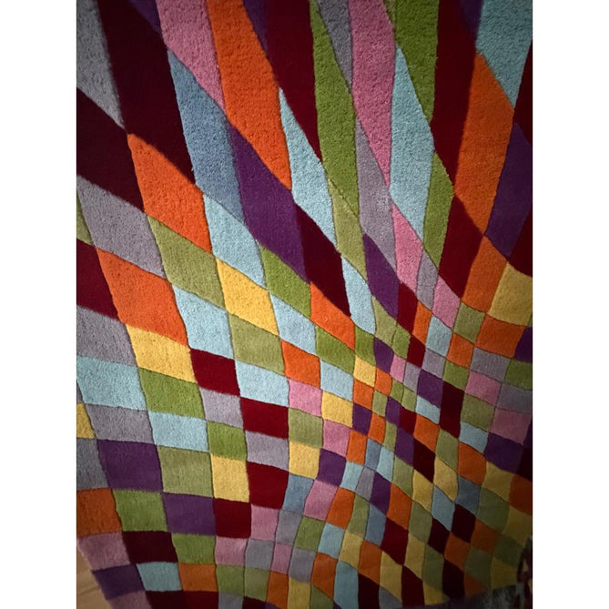 Prism PR101 Modern Geometric Kaleidoscope Hand-Woven Wool Red/Green/Blue/Yellow/Orange/Purple/Multicolour Rug